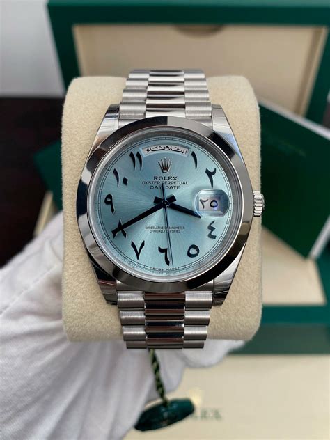 rolex day date arabic dial green|platinum day date arabic dial.